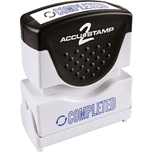 Accu-Stamp2® One-Color Pre-Inked Shutter Message Stamp, COMPLETED, 1/2 x 1-5/8 Impression, Blue In