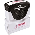 Accu-Stamp2® One-Color Pre-Inked Shutter Message Stamp, REVISED, 1/2 x 1-5/8 Impression, Red Ink (