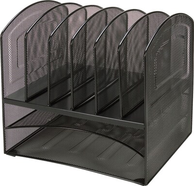 Lorell Horizontal Vertical Mesh Desk Organizer, Black