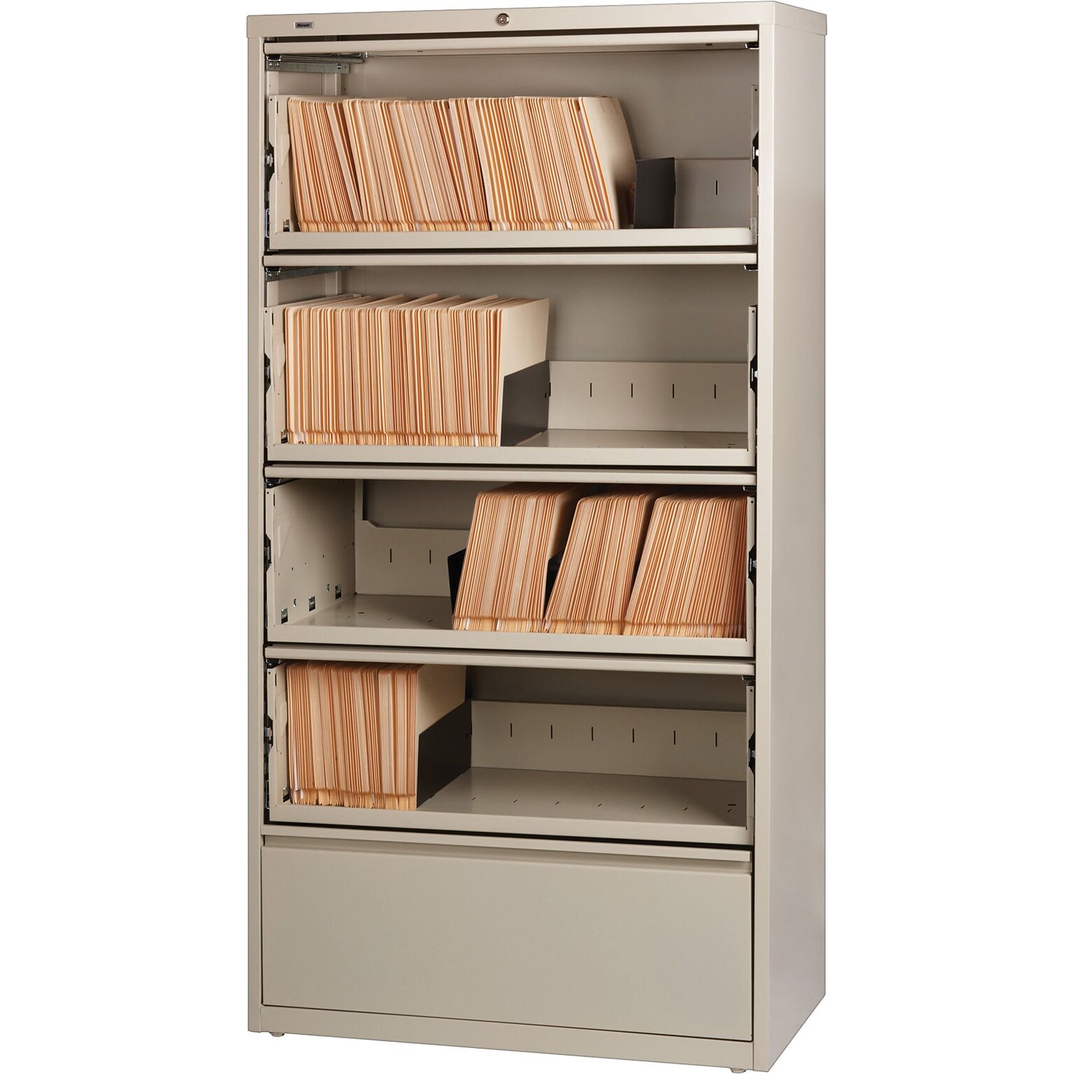 Lorell Fortress Lateral File with Roll-Out Shelf, 36W x 18.6D x 68.8H, Putty (LLR43512)