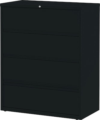 Lorell Fortress Series 4-Drawer Lateral File with Roll Out Shelves, Black (LLR43515)