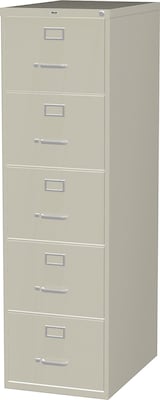 Lorell Fortress Series 5-Drawer Vertical File Cabinet, 18W x 26.5D x 61H, Putty (LLR48500)