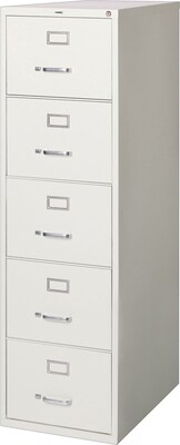 Lorell Fortress Series 5-Drawer Vertical File Cabinet, 18W x 26.5D x 61H, Light Gray (LLR48502)