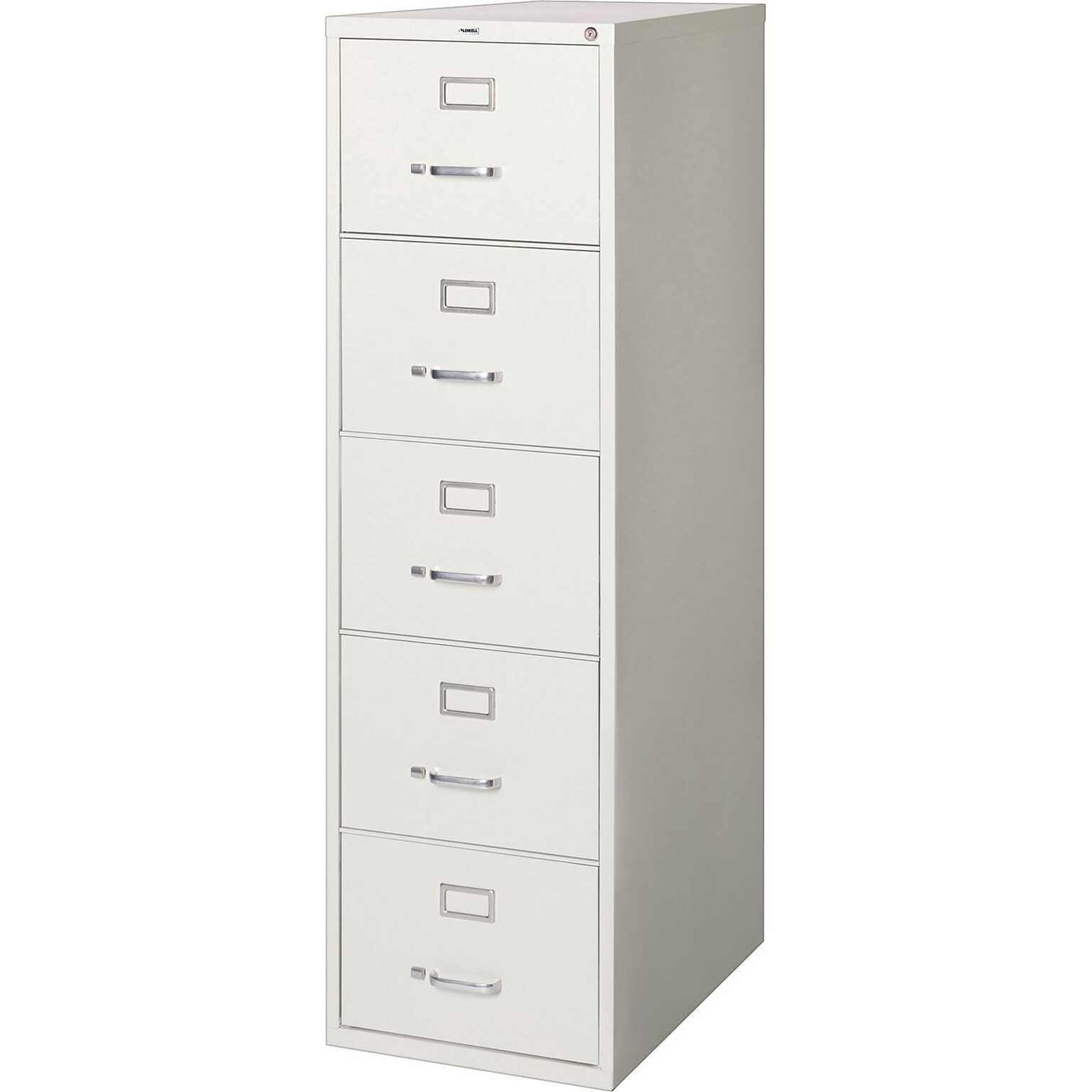Lorell Fortress Series 5-Drawer Vertical File Cabinet, 18W x 26.5D x 61H, Light Gray (LLR48502)