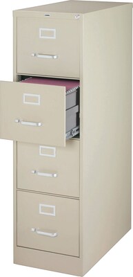 Lorell 4-Drawer Vertical File Cabinet, Legal Size, Lockable, 54.6H x 20.5W x 26.5D, Putty (LLR601