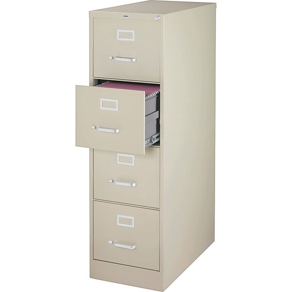 Lorell 4-Drawer Lockable Vertical Legal File Cabinet, 52H x 18W x 26.5D, Putty (LLR60197)