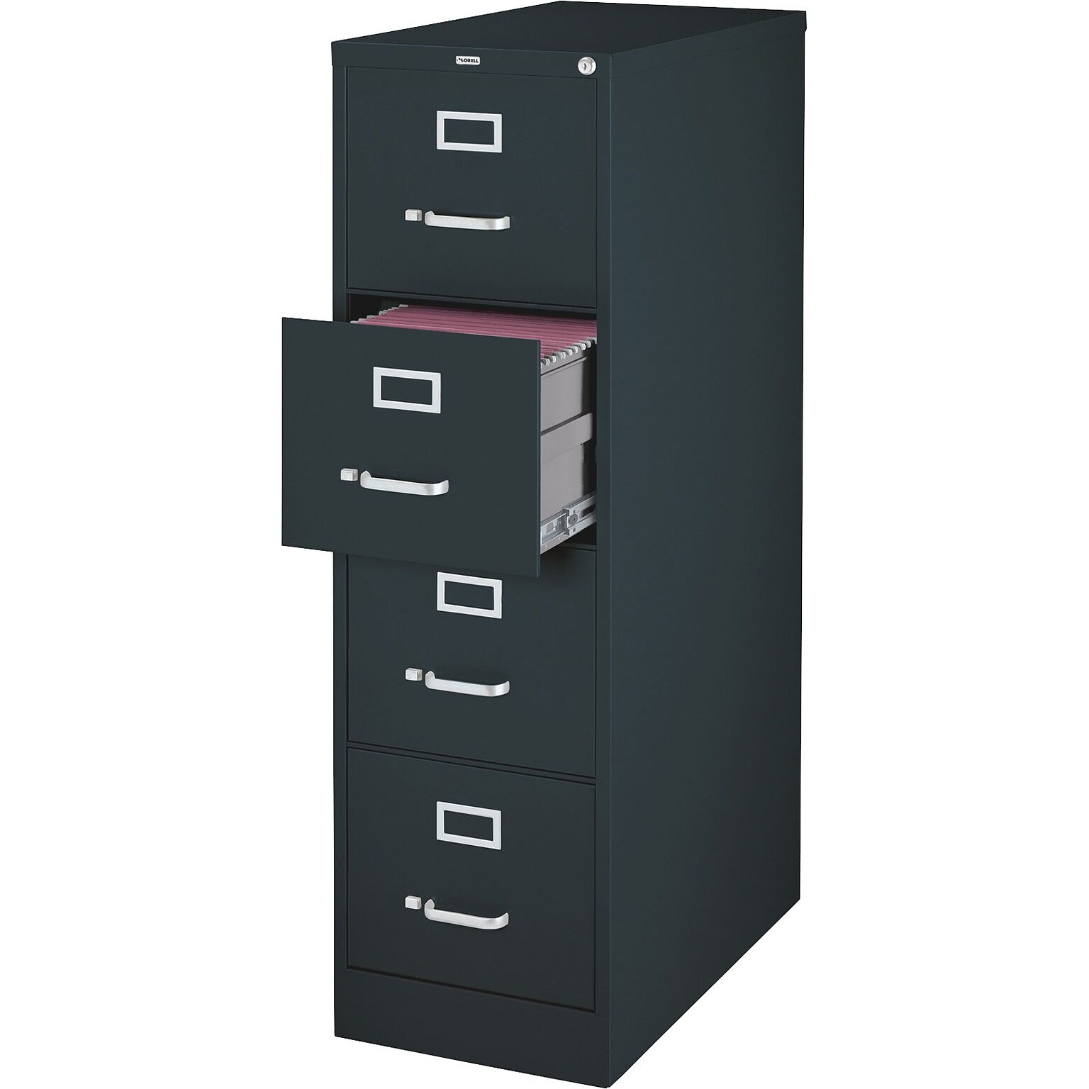 Lorell Fortress Series Vertical File Cabinet, 18W x 26.5D x 52H, Black (LLR60198)