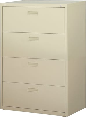 Lorell Value 4-Drawer Lateral File Cabinet, 30W x 18.6D x 52.5H, Putty (LLR60559)