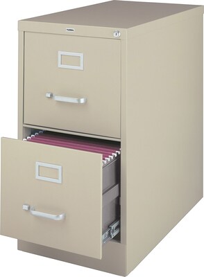 Lorell Fortress Series 2-Drawer Vertical File Cabinet, 18W x 26.5D x 28.4H, Putty (LLR60660)
