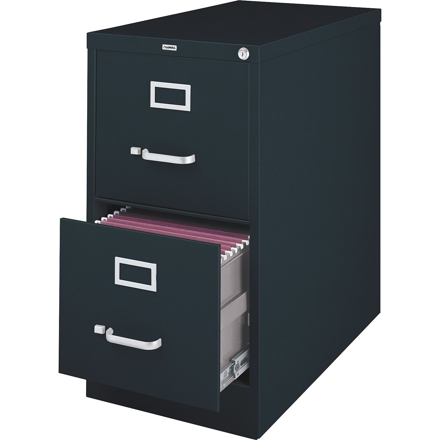 Lorell Fortress Series 2-Drawer Vertical File Cabinet, 18W x 26.5D x 28.4H, Black (LLR60661)