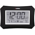 Lorell LCD Wall/Alarm Clock, Silver/Black