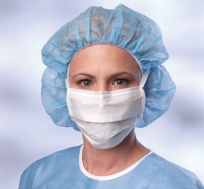 Medline Hypoallergenic Surgical Face Masks, White, 50/Box