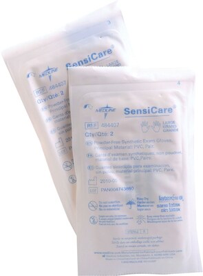 SensiCare® Stretch Powder-free Latex-free Vinyl Exam Gloves, Beige, Large, 9 L, 200/Pack