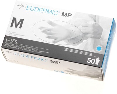 Eudermic MP High Risk Powder Free Blue Latex Gloves, Medium, 500/Carton (485602)
