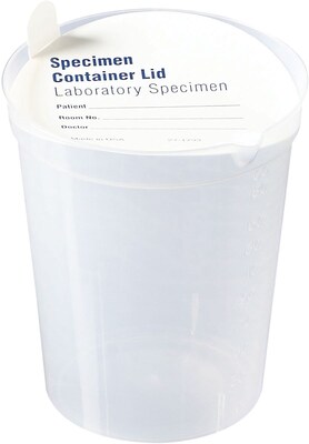 Medline Non-sterile Urinalysis Containers with Lid, 6 oz Size, Polystyrene, 500/Pack