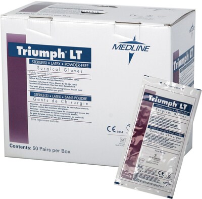 Triumph LT Powder Free White Surgical Gloves, 7.5, 200/Carton (MDS108075LT)