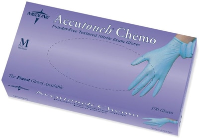 Medline Accutouch Powder-Free Blue Nitrile Exam Gloves, Large, 1000/Pack (MDS192086)