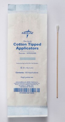 Medline Non-sterile Cotton Tipped Applicators, Wood, 6 L, 10000/Pack