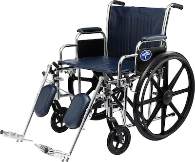 Medline Excel Extra-wide Wheelchairs, 24 W x 18 D Seat, Removable Desk Length Arm, Elevating Leg
