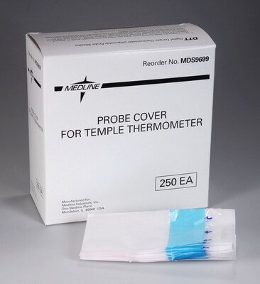 Medline Temple Thermometers Probe Covers, Latex, 250/Box