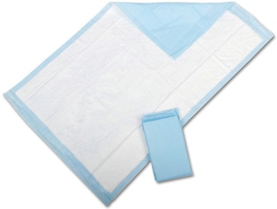 Protection Plus® Fluff-filled Underpads, Blue, 24 L x 17 W, Economy, 300/Pack, 25/Bag
