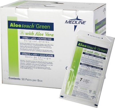 Aloetouch Powder Free Dark Green Surgical Gloves, 7.5, 50/Box (MSG2575Z)