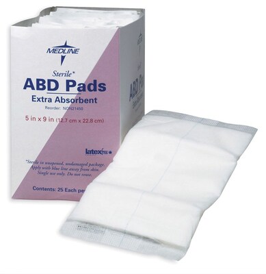 Medline Non-sterile Abdominal Pads, 16 L x 12 W, 144/Pack