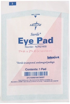 Medline Sterile Eye Pads, 2 5/8 L x 1 5/8 W, 600/Pack