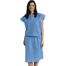 Medline Sleeveless Multi Layer Patient Gowns, Blue, Regular, 50/Pack