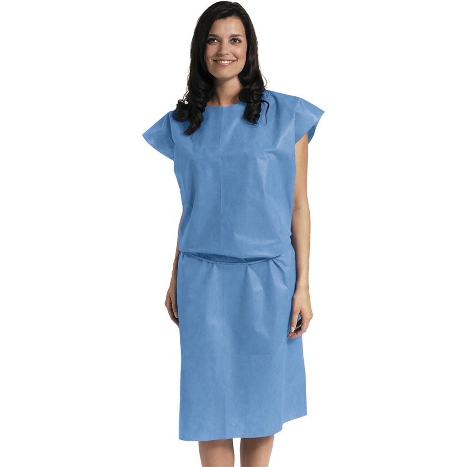 Medline Sleeveless Multi Layer Patient Gowns, Blue, Regular, 50/Pack