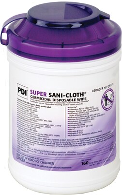 Super Sani-Cloth® Germicidal Wipes, 7 1/2 L x 15 W, 6/Pack
