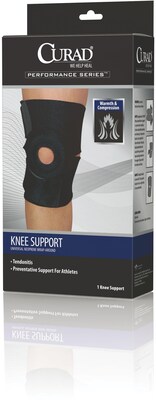 Curad® Wrap-around Knee Support, Black, Universal, Each