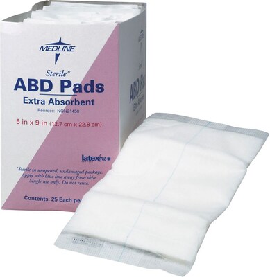 Medline Sterile Abdominal Pads, 10 L x 8 W, 360/Pack