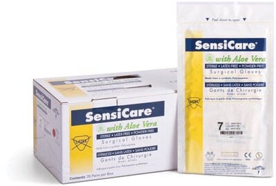 SensiCare® Powder-free Latex-free Surgical Gloves, White, 6 1/2 Size, 12" L, 25/Box