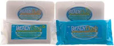 ReadyFlush® JR Flushable Wet Wipes, 7 x 8, Fragrance-free, Soft Pack Container, 40 Wipes/Package, 2