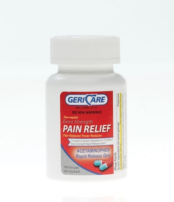 Acetaminophen Extra-Strength Pain Reliever, Rapid Release Gels, 500 mg, 100 Gelcaps (OTC873601)