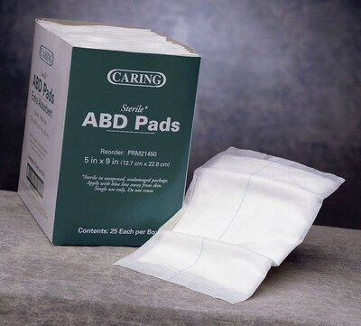 Caring® Non-Sterile Abdominal Pads, 9 L x 5 W, 576/Pack