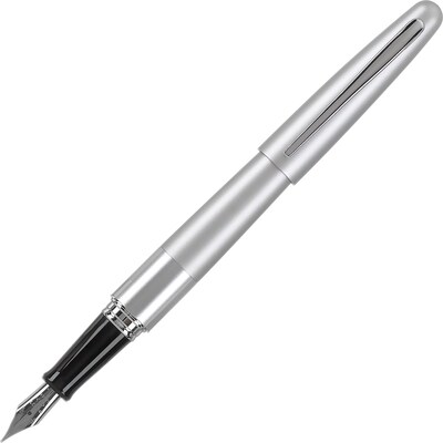 Pilot MR Metropolitan Collection Fountain Pen, Medium Point, Silver Barrel, Black Ink (91108)