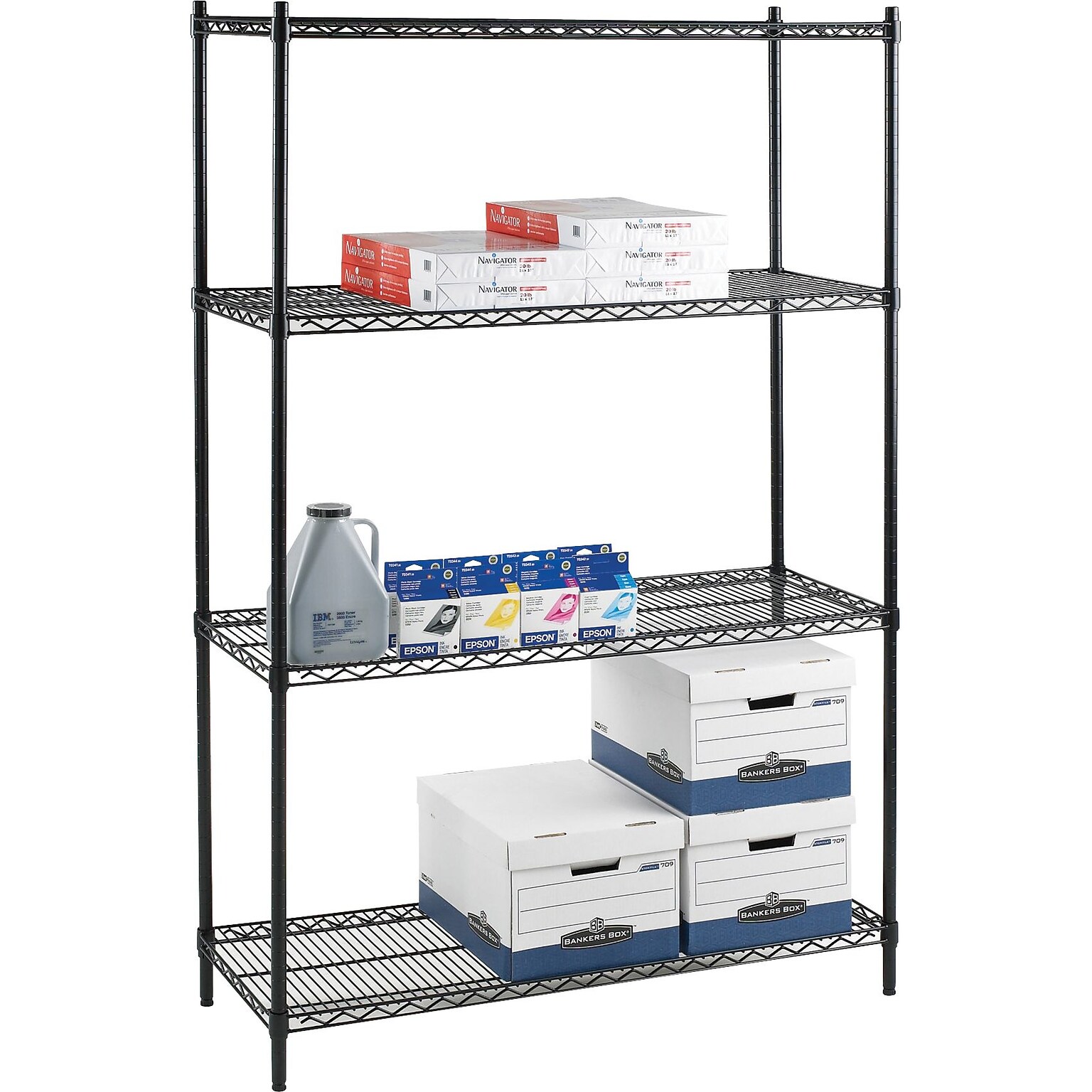 Lorell Starter Shelving Unit, Black, 4 x Shelves
