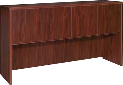 Lorell Essentials Series 4-Door Stack-on Hutch, 70.9W x 14.8D x 36H, Mahogany (LLR69382)