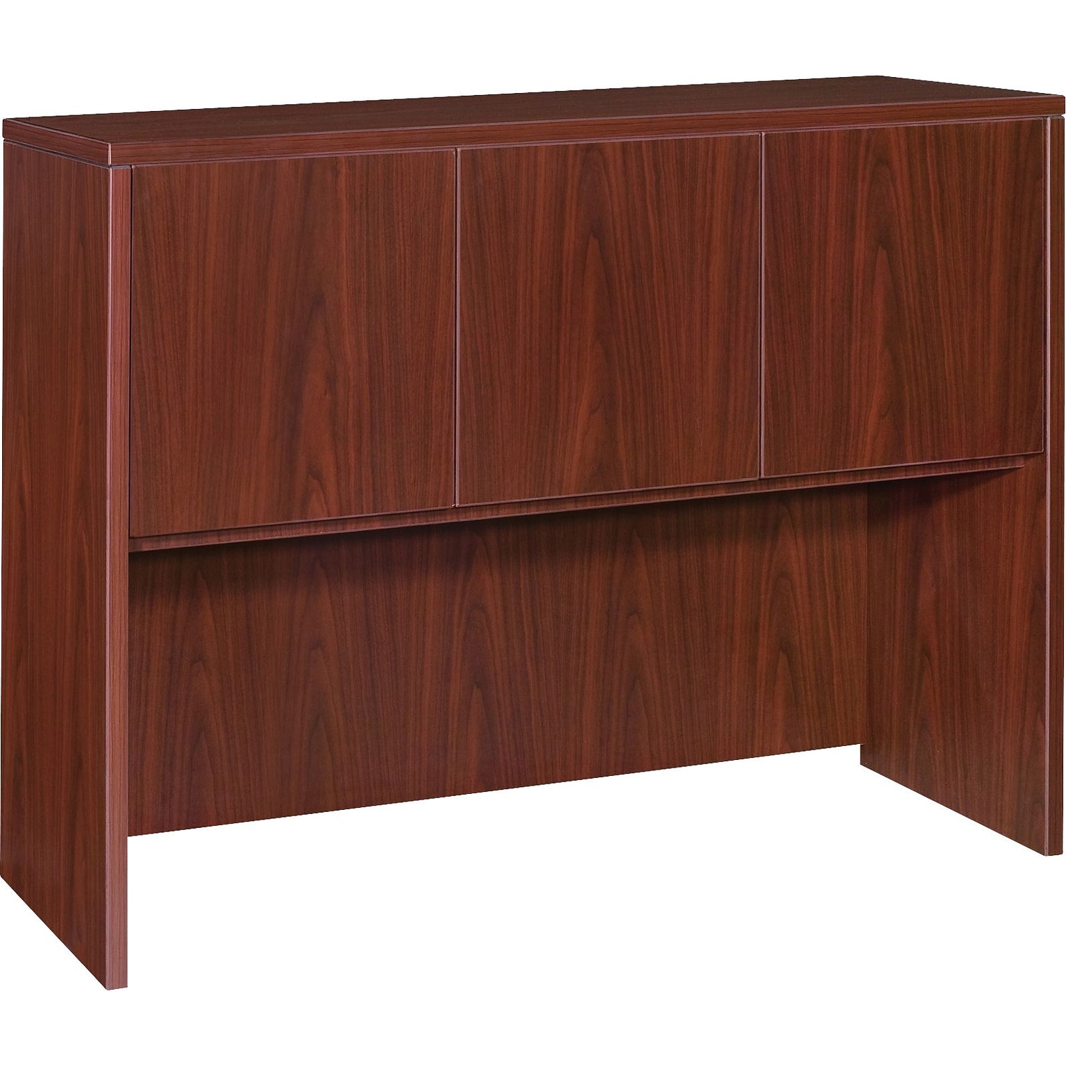 Lorell Essentials Series 3-Compartment Hutch, 47.3W x 14.8D x 36H, Mahogany (LLR69384)