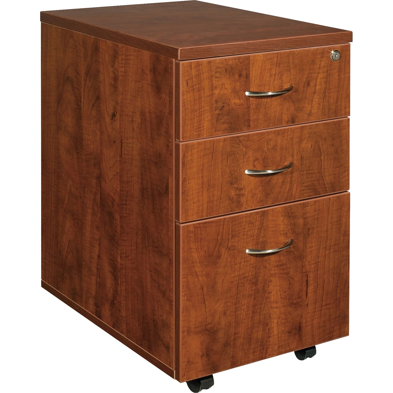 Lorell Essentials Series 3-Drawer Mobile File Cabinet, 15.7W x 22D x 28.4H, Cherry (LLR69430)