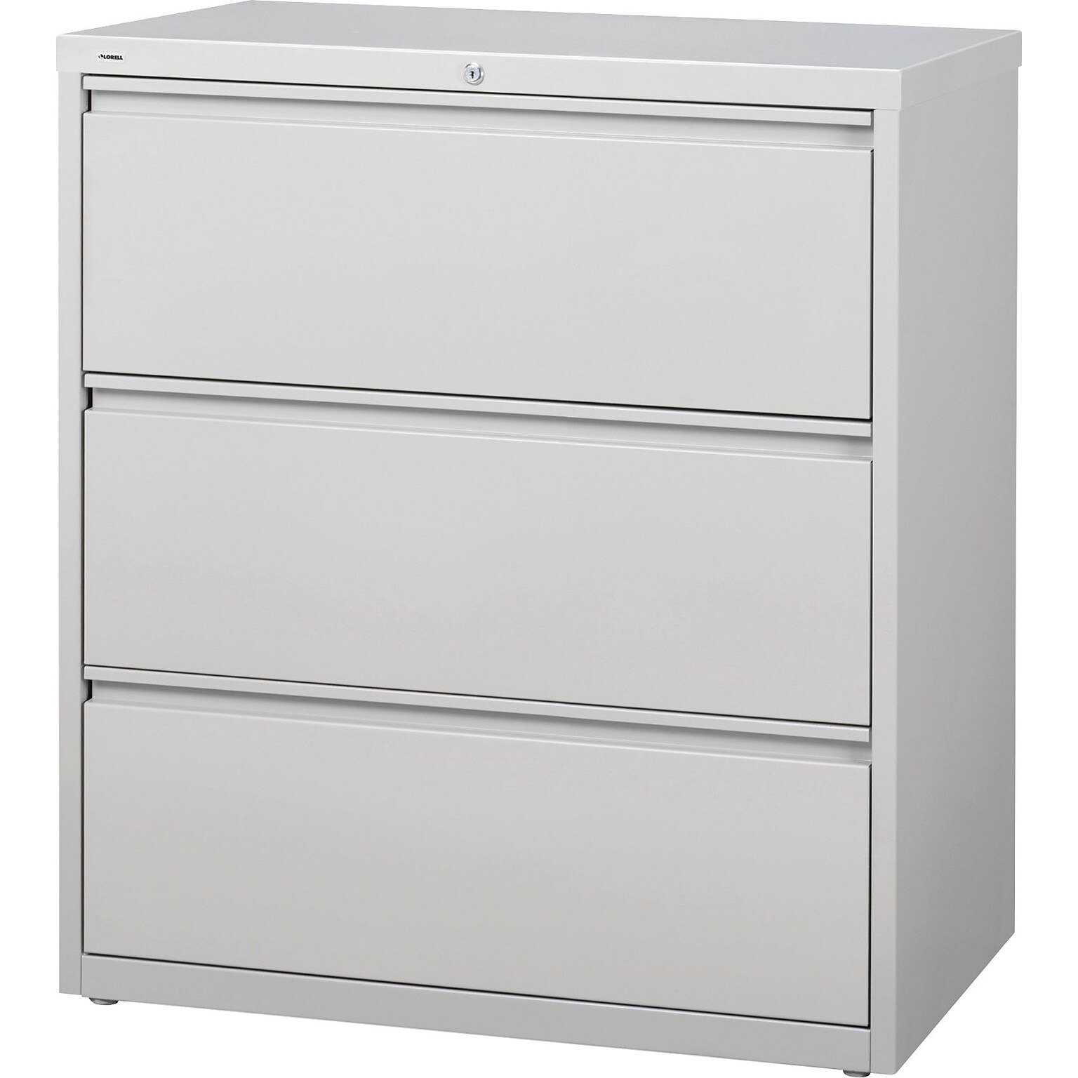 Lorell Fortress Series 3-Drawer Lateral File Cabinet, 36W x 18.6D x 40.3H, Light Gray (LLR88029)