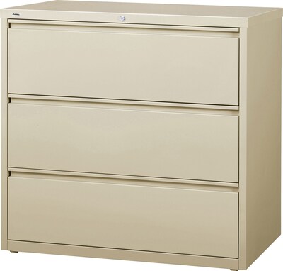 Lorell Fortress Series 3-Drawer Lateral File, 42W x 18.6D x 40.3H, Putty (LLR88030)