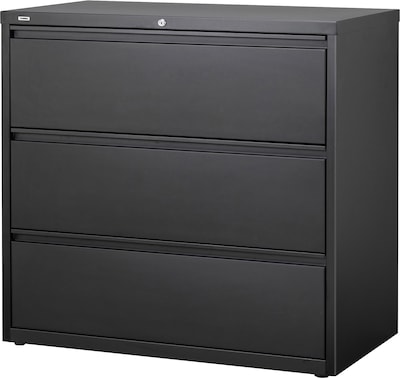 Lorell 3-Drawer Black Lateral Files, Black