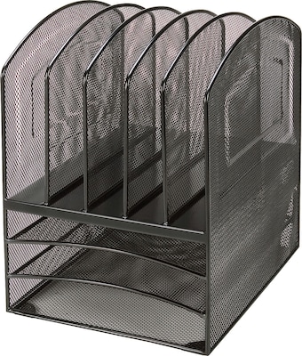 Lorell Mesh Horizontal Vertical Desktop Organizer, Black