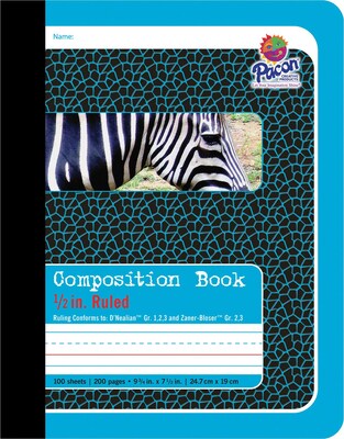 Pacon 1-Subject Composition Notebooks, 9.75 x 7.5, College Ruled, 200 Sheets, Blue (P2425)