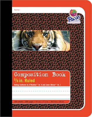 Pacon® Composition Book, 5/8 Ruling, 9-3/4 x 7-1/2 , 100 Sheets