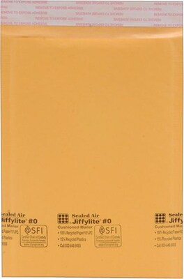 6 x 10 Self-Seal Cushioned Mailers, Side Seam, #0, 200/Ct (27189)