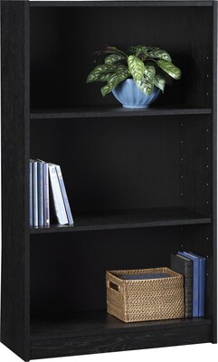 Ameriwood Hayden 3-Shelf 48H Bookcase, Midnight Onyx (9614026P)
